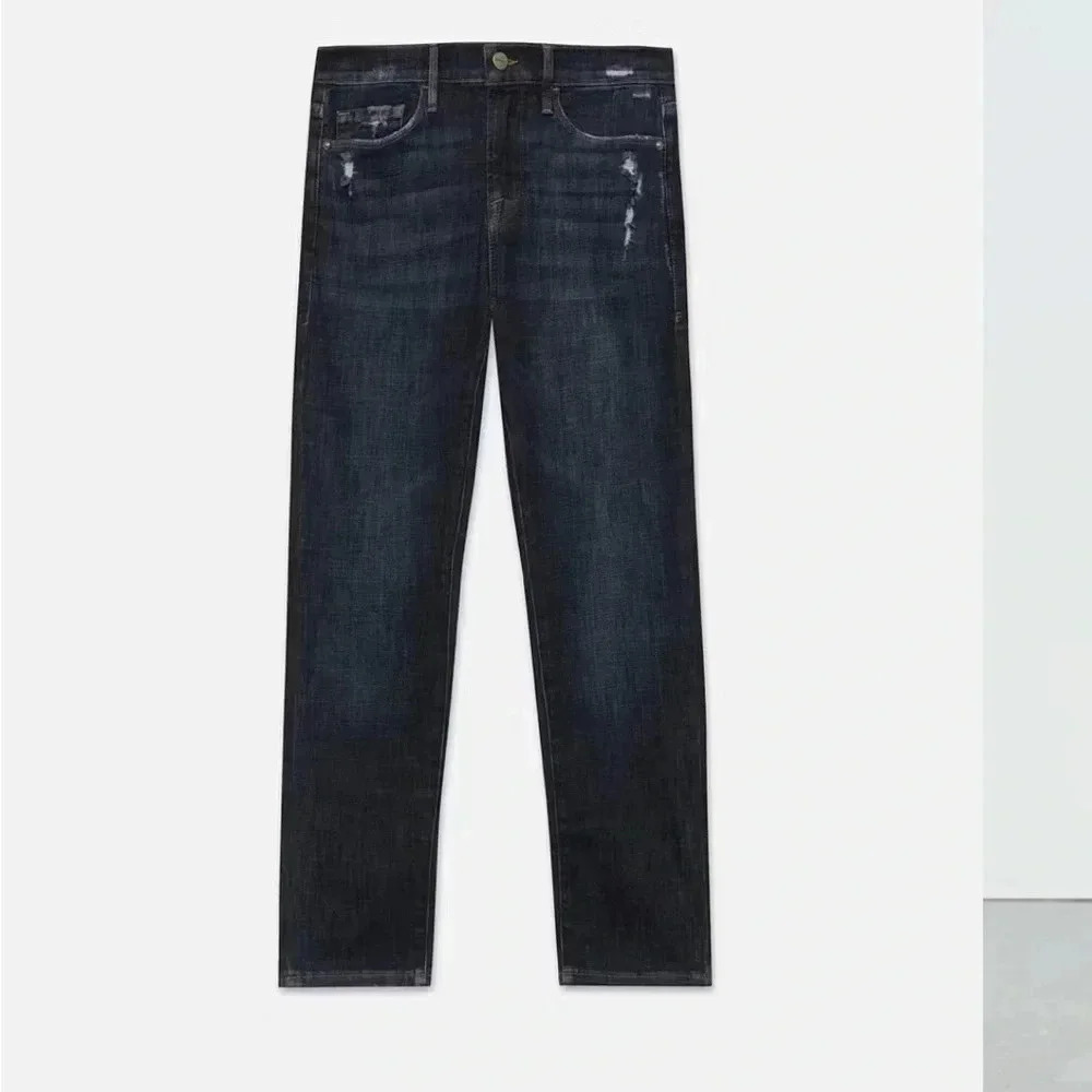 Frame Le Garon Crop Covant Dark Wash Boyfriend Jeans 33